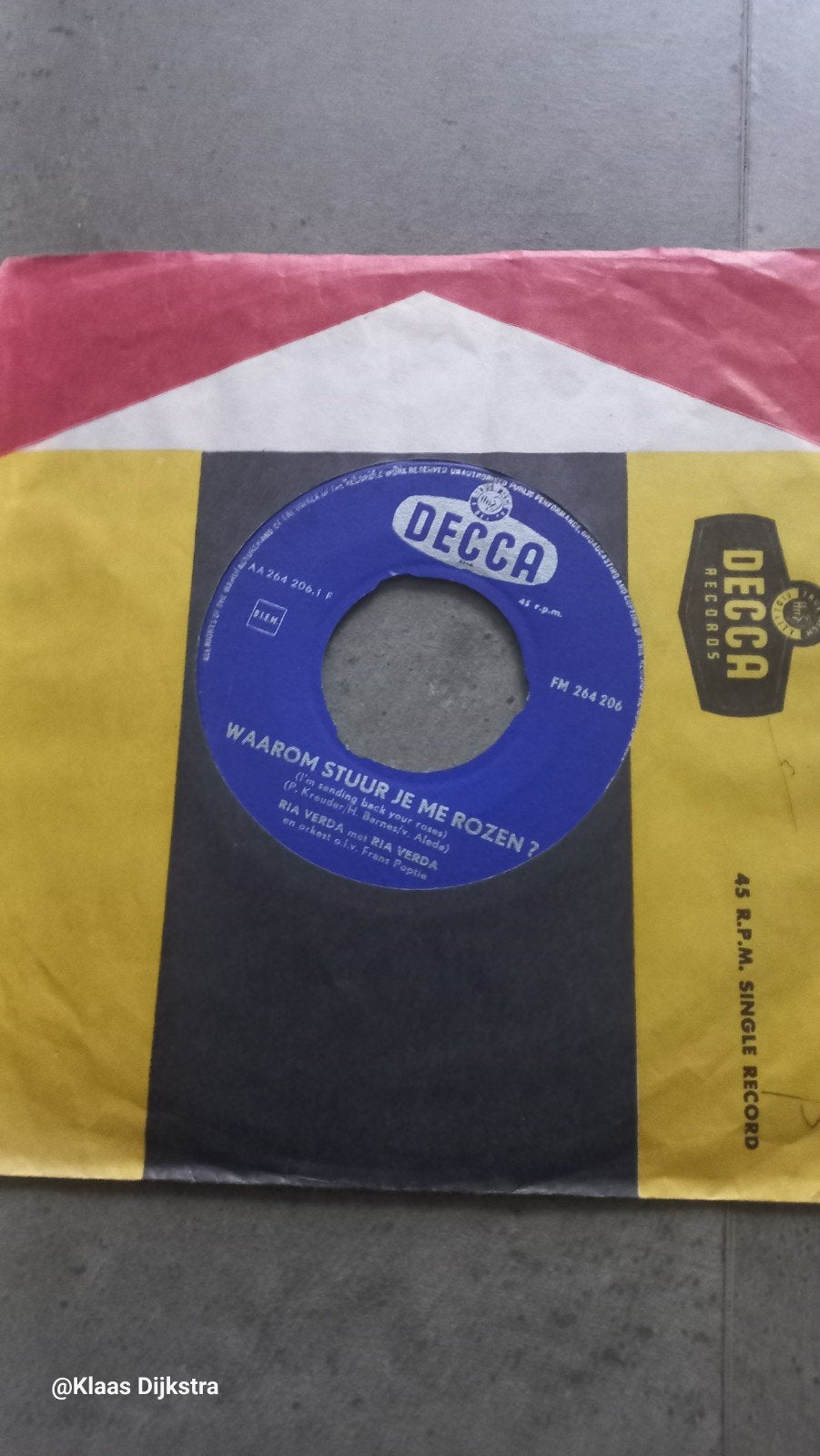 Ria Verda - Waarom Stuur Je Me Rozen, Cd's en Dvd's, Vinyl | Nederlandstalig, Ophalen of Verzenden, 1960 - 1969, Gebruikt, 7 inch