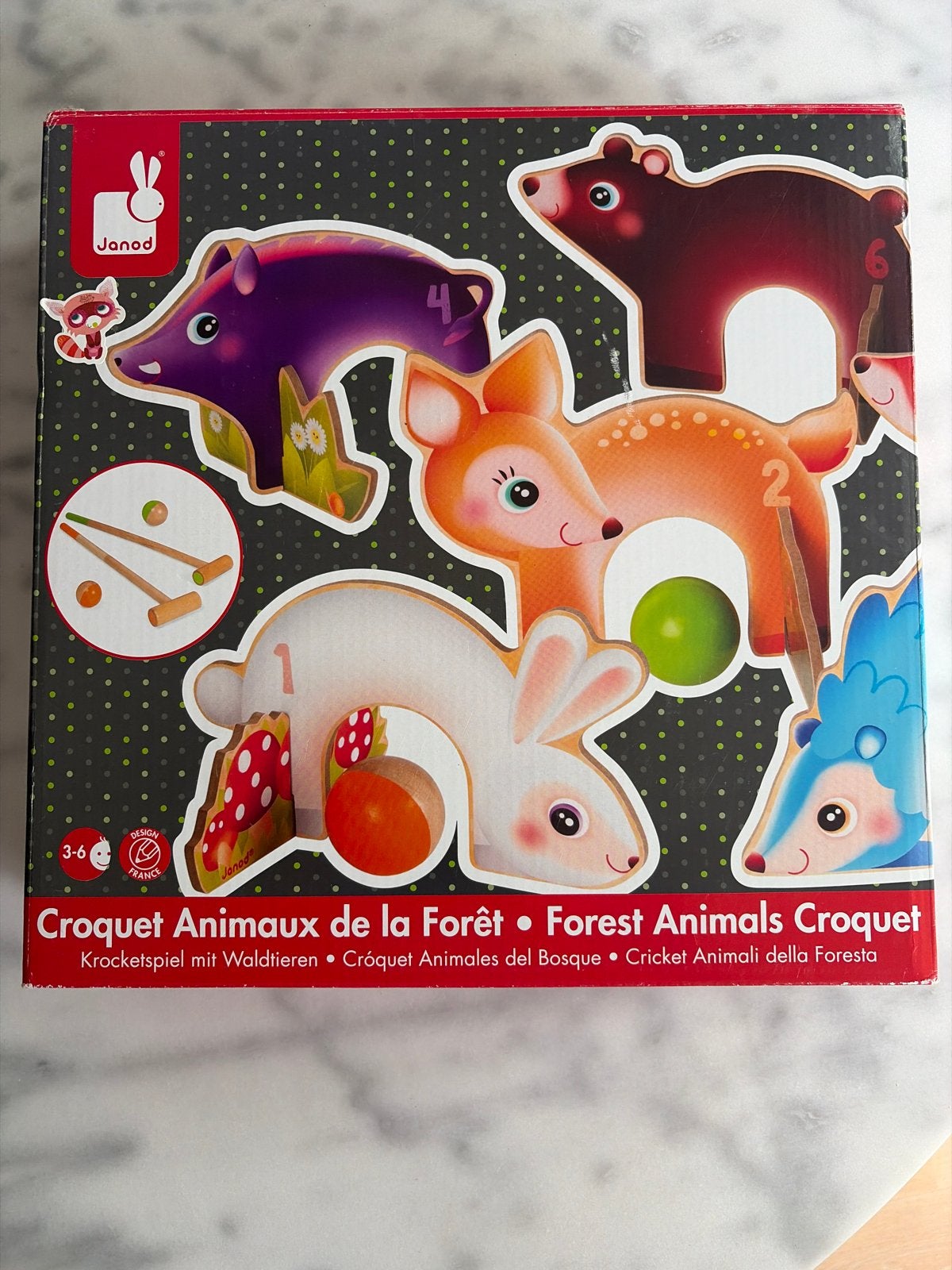 Janod Houten Dieren Croquet Set - Bosdieren Thema, Ophalen of Verzenden, Nieuw