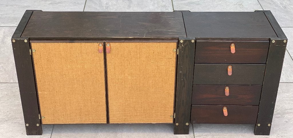 Vintage retro Ladekastje / dressoir (jaren 70), Ophalen, Gebruikt, 100 tot 150 cm, Met lade(s)