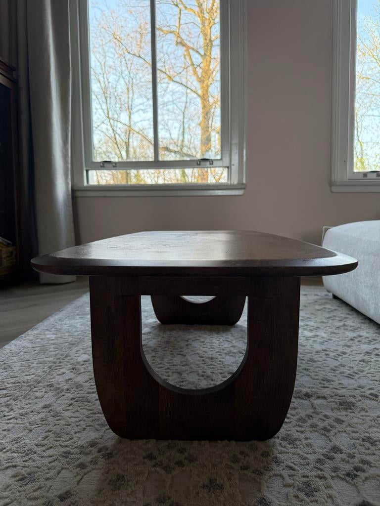 Sissy boy donker houten salontafel, Huis en Inrichting, Tafels | Salontafels, Gebruikt, 100 tot 150 cm, Minder dan 50 cm, Rechthoekig