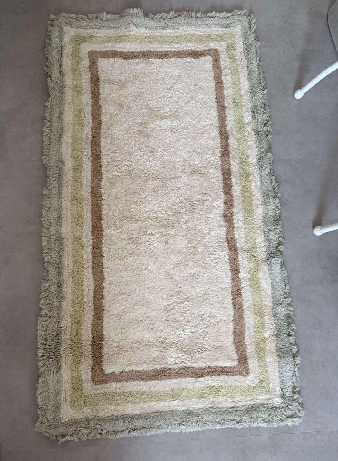 Wasbare vloerkleed 80x150 cm beige groen bruin, Groen, 50 tot 100 cm, Ophalen of Verzenden, Zo goed als nieuw