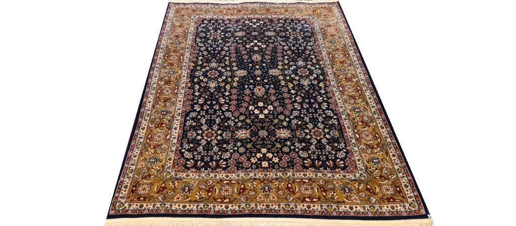 Handgeknoopt Turks Hereke wol tapijt 195x137/Perzisch tapijt, 100 tot 150 cm, Blauw, Www.simatapijten.nl, Nieuw