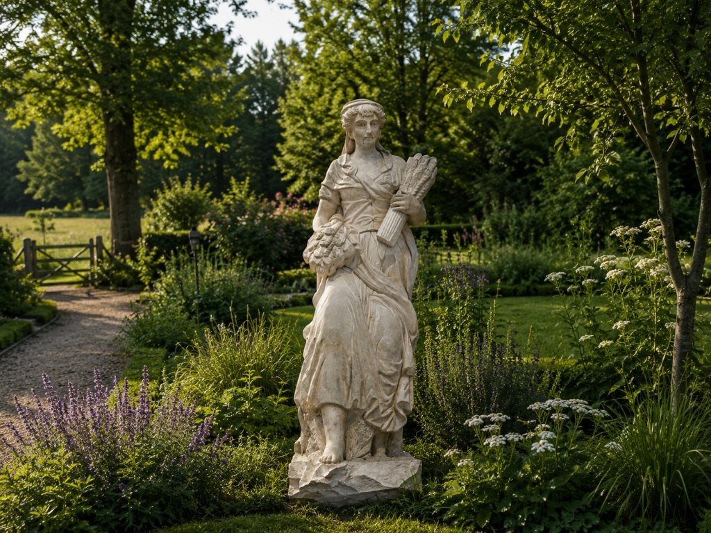 Monumentaal marmeren tuinbeeld ‘De Zomer’ – 195 cm – 500 kg, Tuin en Terras, Ophalen, Zo goed als nieuw, Steen, Mensenbeeld