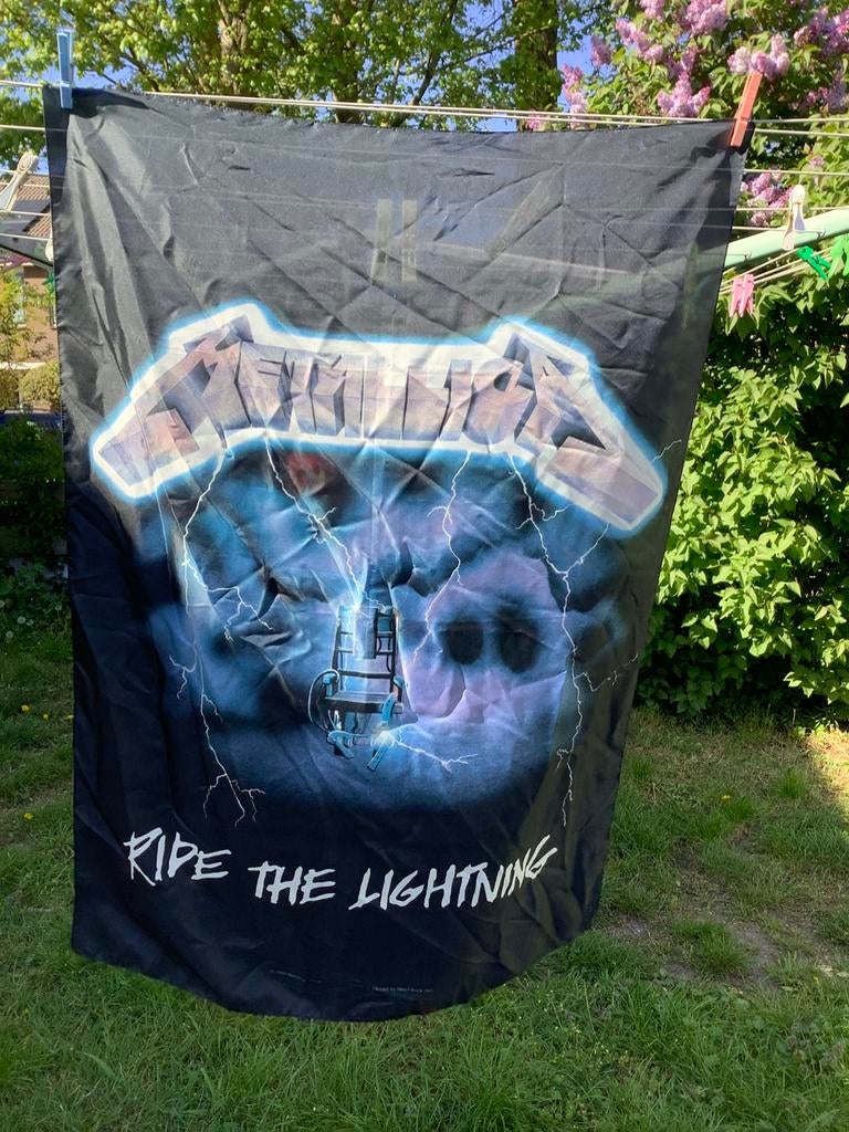 Textiel poster flag Metallica uit 1994, Ride the lightning, Ophalen of Verzenden, Gebruikt, Overige typen