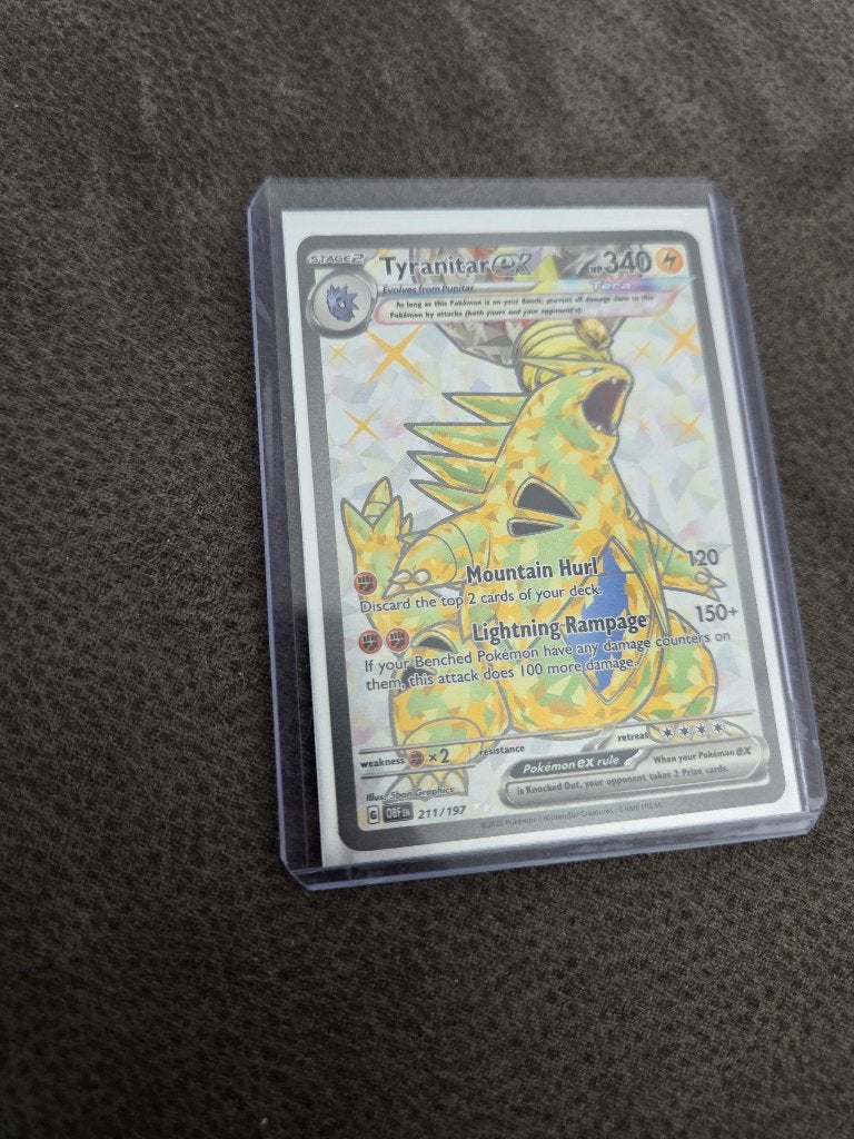 Pokemon kaart tyranitar ex, Ophalen of Verzenden, Zo goed als nieuw, Losse kaart, Foil