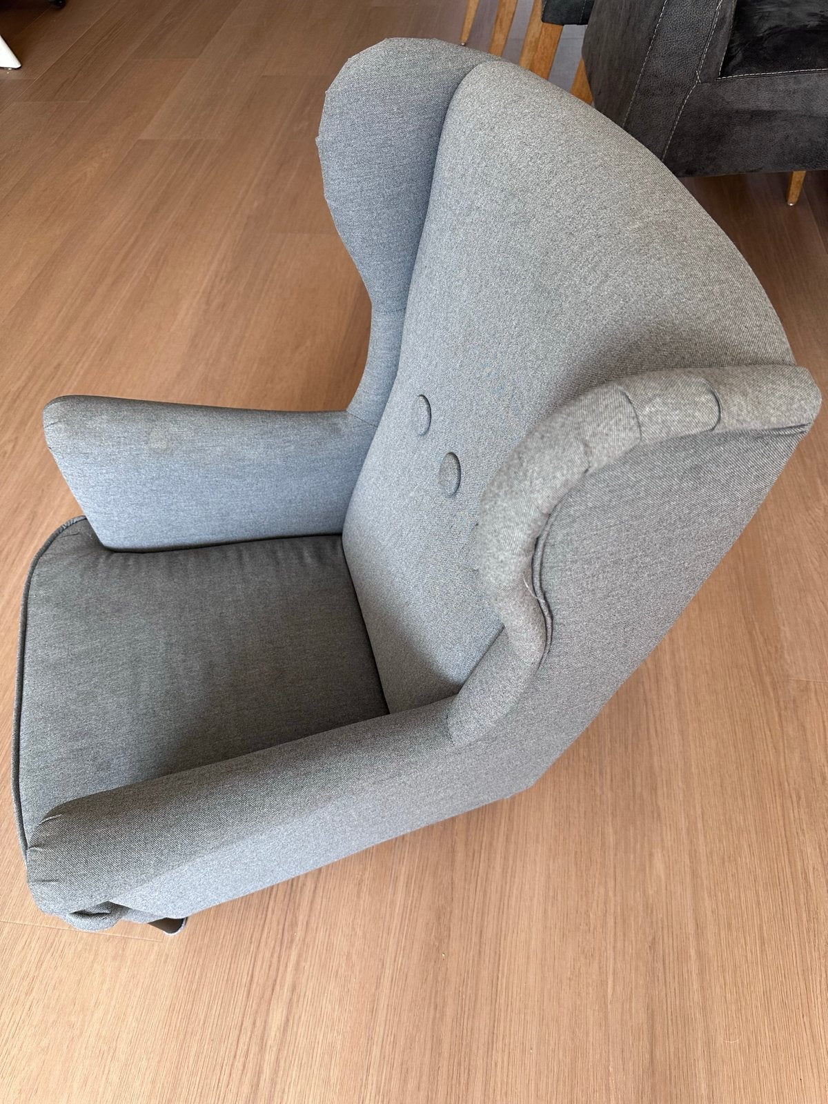 Ikea Strandmon grijze kinderfauteuil, Huis en Inrichting, Fauteuils, Ophalen, Zo goed als nieuw, Stof, 75 tot 100 cm