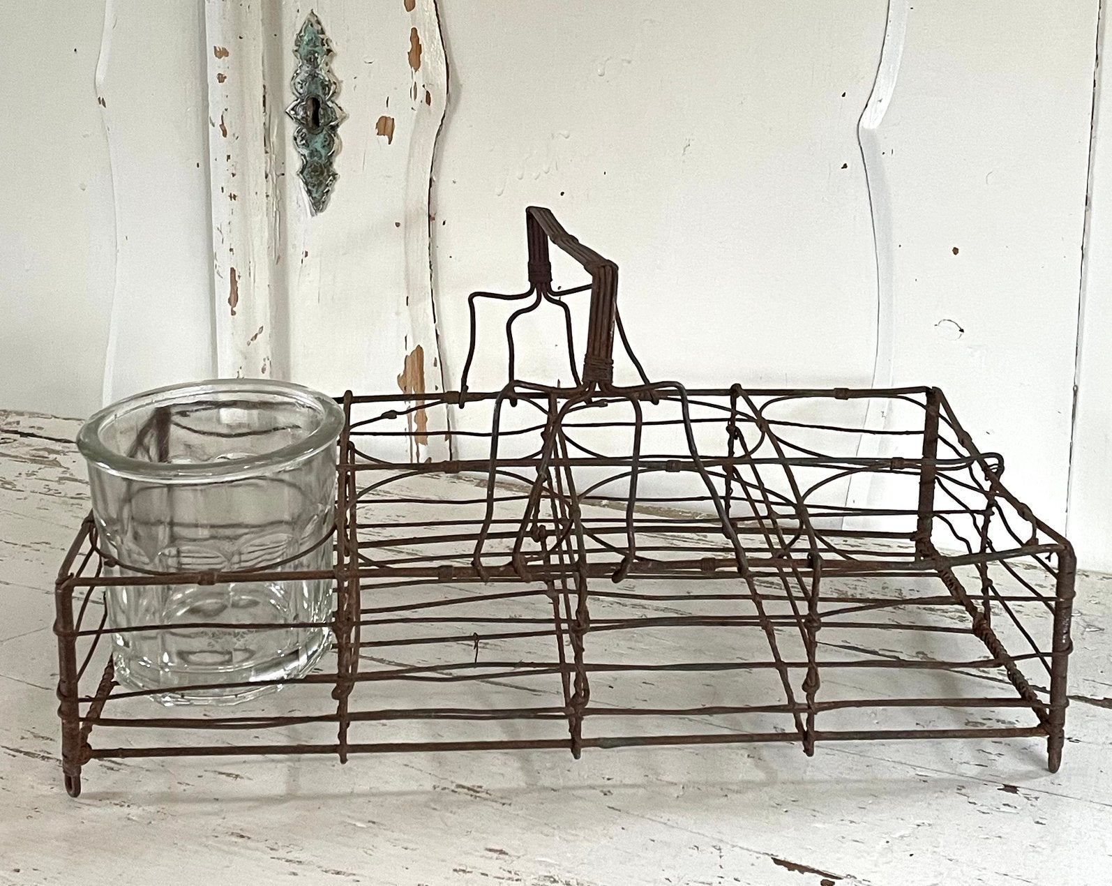 Brocante oud Frans draad glazen rekje, Ophalen of Verzenden
