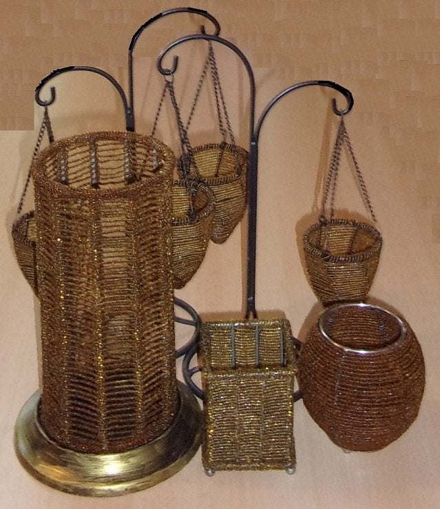 Set kandelaars met kleine gouden kraaltjes, zie 2x scan., Overige materialen, Nieuw, Ophalen of Verzenden, Kandelaar