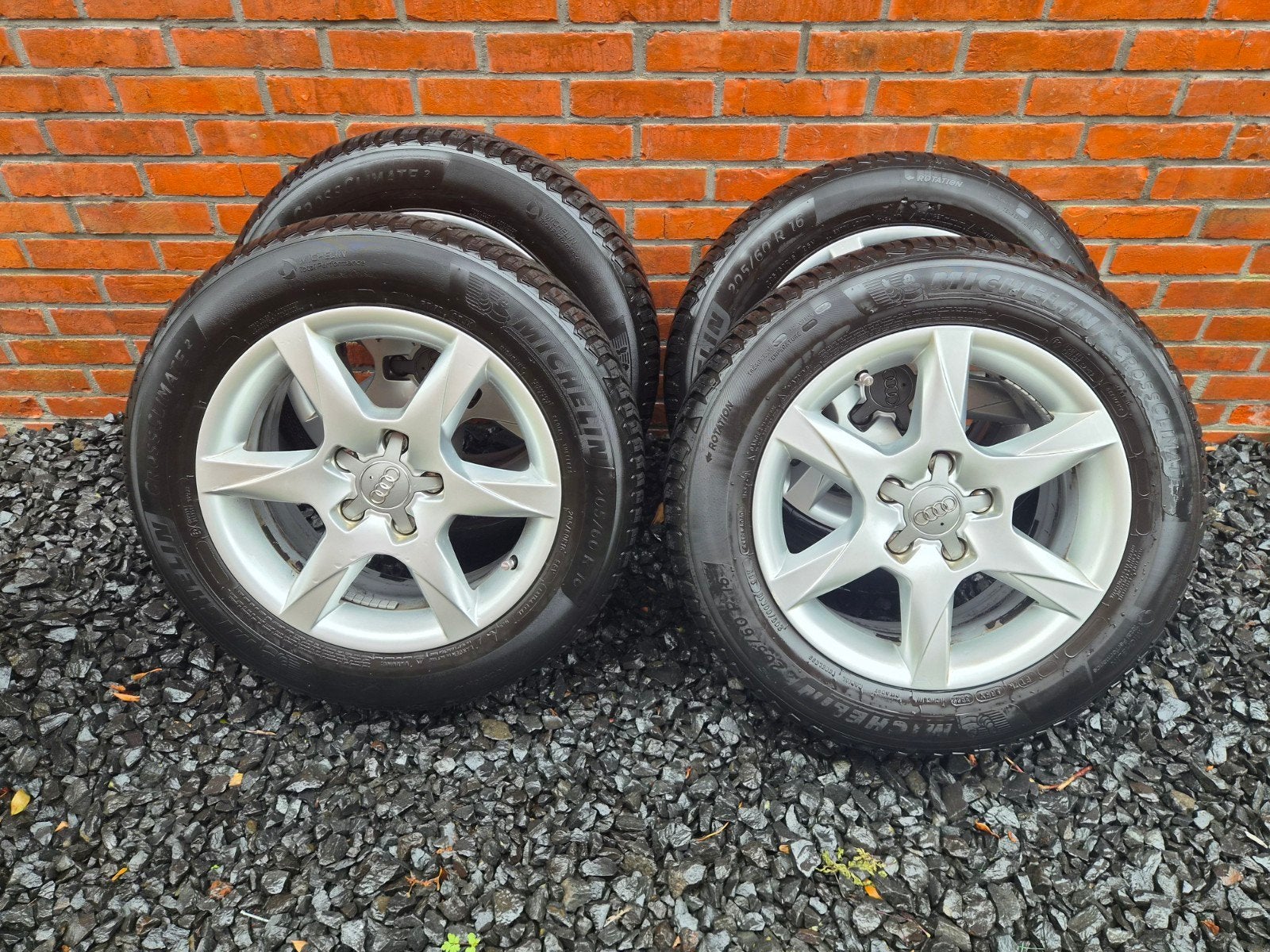 Audi velgen met Michelin CrossClimate 2 All Season banden, Auto-onderdelen, Banden en Velgen, Ophalen, Gebruikt, 16 inch, Banden en Velgen
