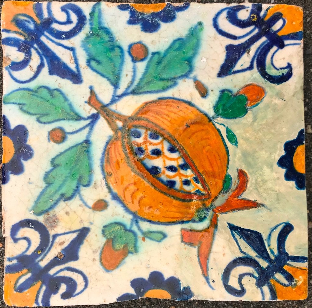 tegel granaatappel bodemvondst ca. 1625, Antiek en Kunst, Antiek | Keramiek en Aardewerk, Verzenden