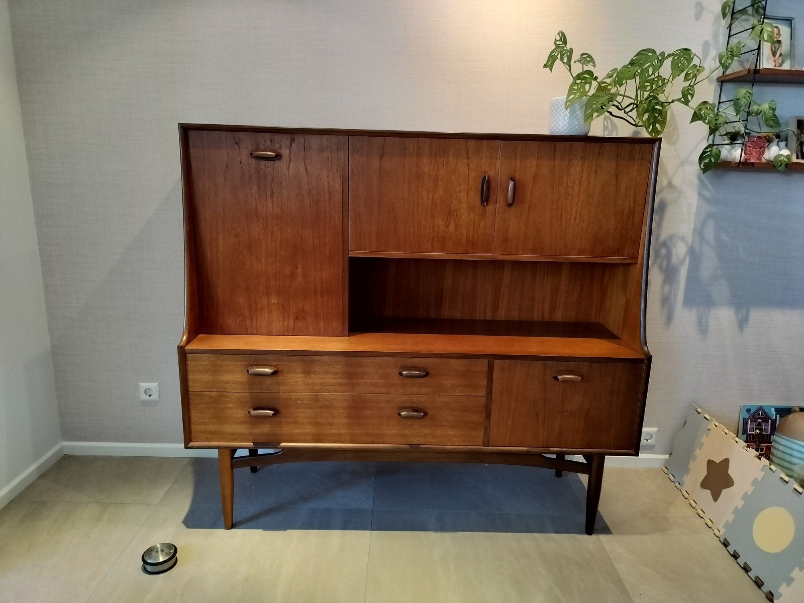Vintage G-Plan Brasilia Highboard / Buffetkast, Ophalen, Gebruikt, Teakhout, Teak retro