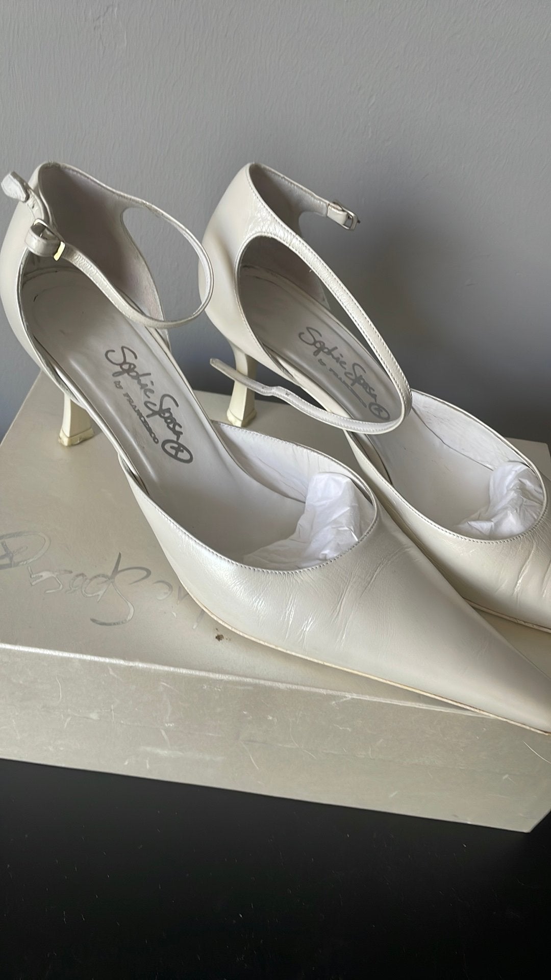 Elegant leren trouwschoentje mt. 40, Ophalen of Verzenden, Zo goed als nieuw, Wit, Schoenen