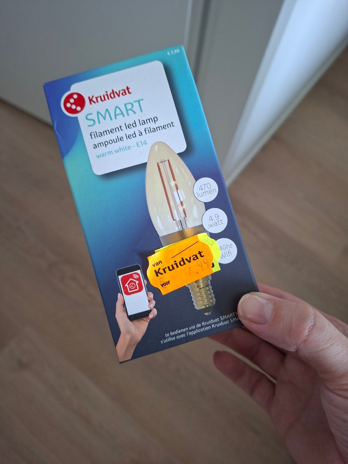 Kruidvat Smart Filament LED Lamp E14 Warm Wit, Led-lamp, E14 (klein), Nieuw, Ophalen of Verzenden