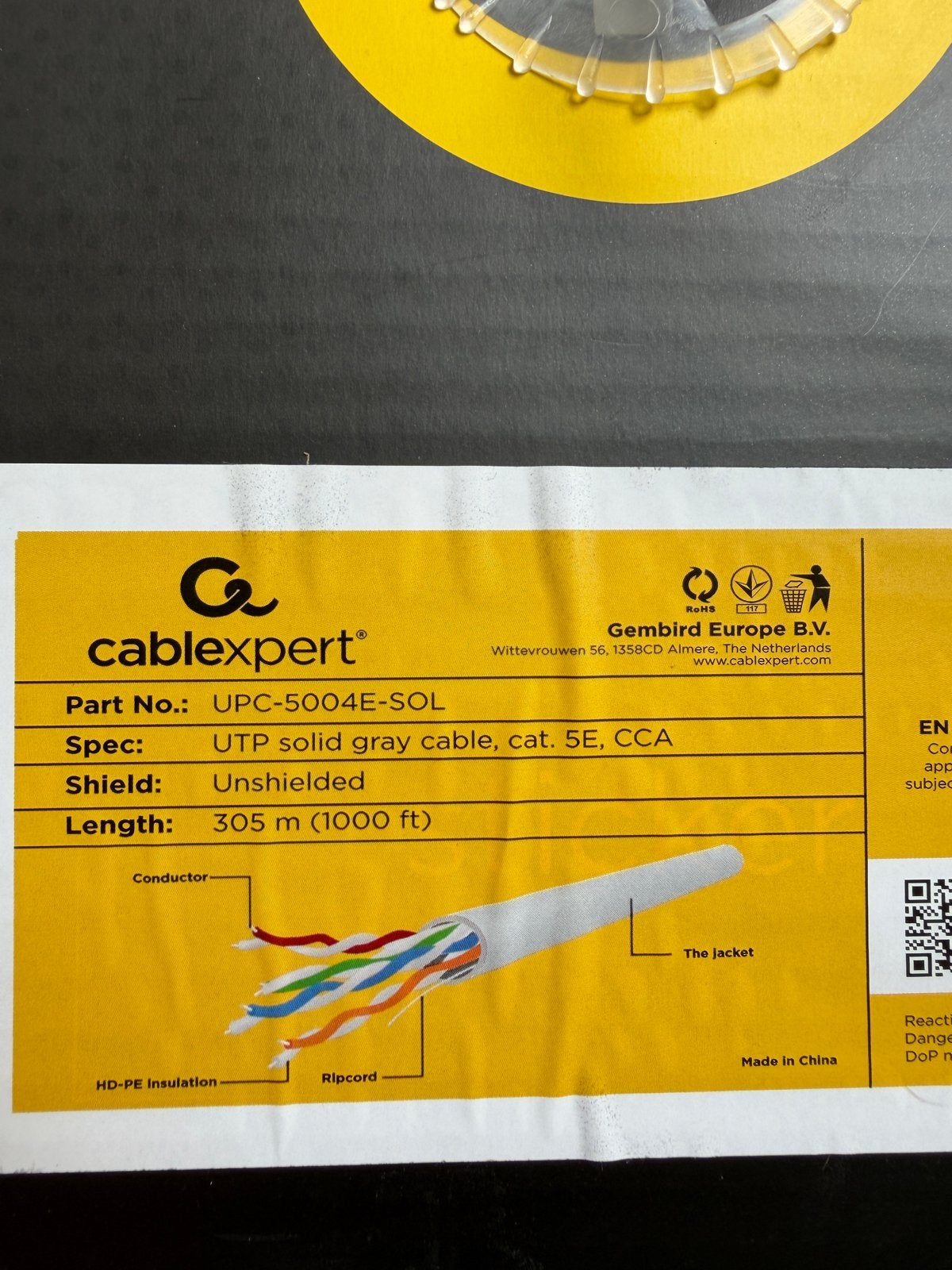 Cablexpert UTP Cat. 5E CCA Netwerkkabel - 305m Grijs, Ophalen of Verzenden, Nieuw