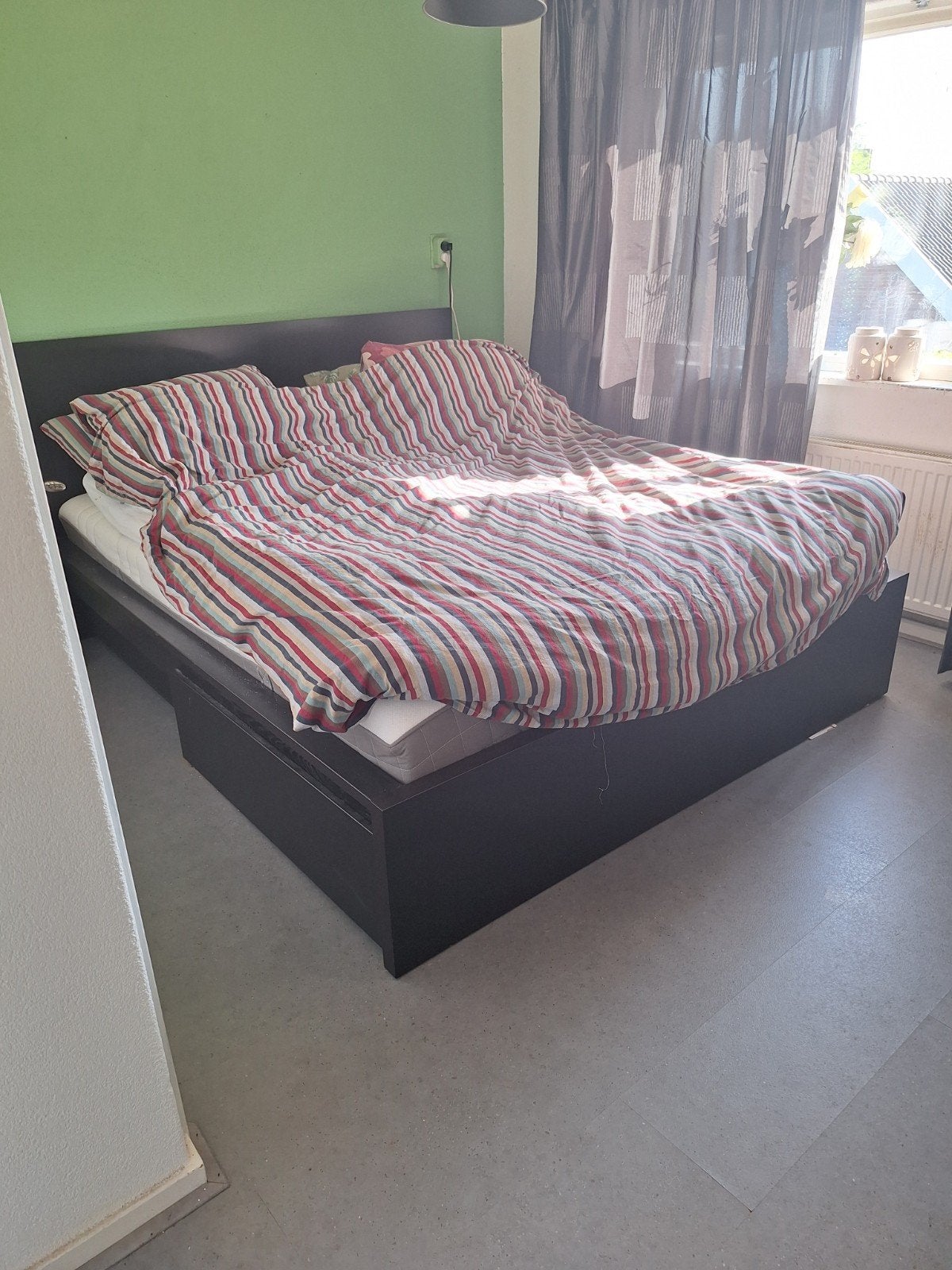 Tweepersoonsbed met opbergruimte, Gebruikt, Zwart, Tweepersoons, Ophalen of Verzenden