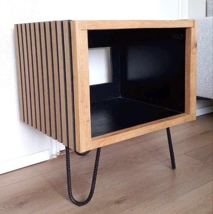 uniek audio tv meubel, Huis en Inrichting, Ophalen, Eikenhout, 50 tot 100 cm, Zo goed als nieuw