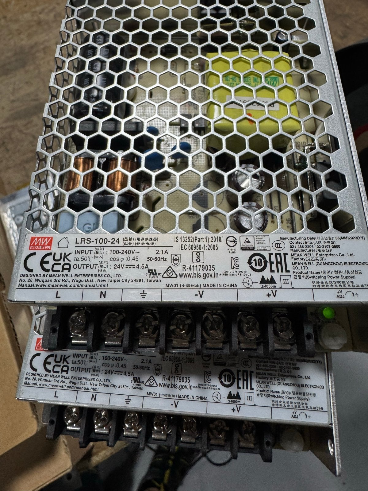 Meanwell LRS-100-24 Voeding 24V 4.5A 100W, Hobby en Vrije tijd, Elektronica-componenten, Ophalen of Verzenden, Gebruikt