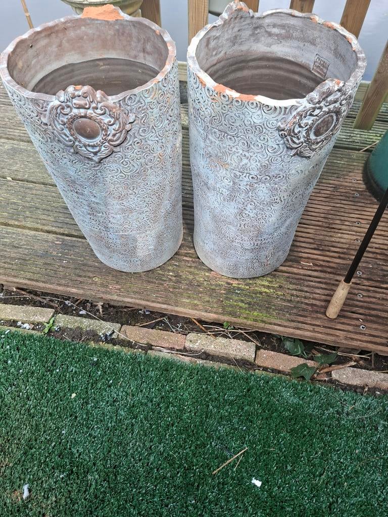 Set van 2 Grote Decoratieve Bloempotten - PTMD Collectie, Overige materialen, Gebruikt, Minder dan 60 cm, Ophalen of Verzenden