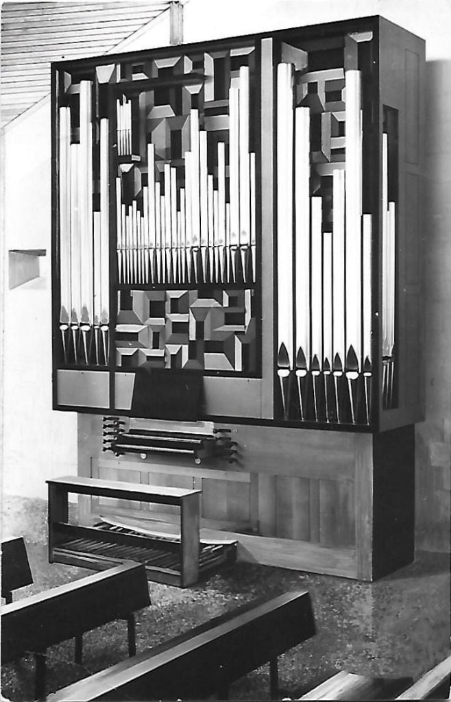 Amstelveen orgel paaskerk oude ansichtkaart ( 1553 ) gelopen, Ophalen of Verzenden, 1960 tot 1980, Gelopen