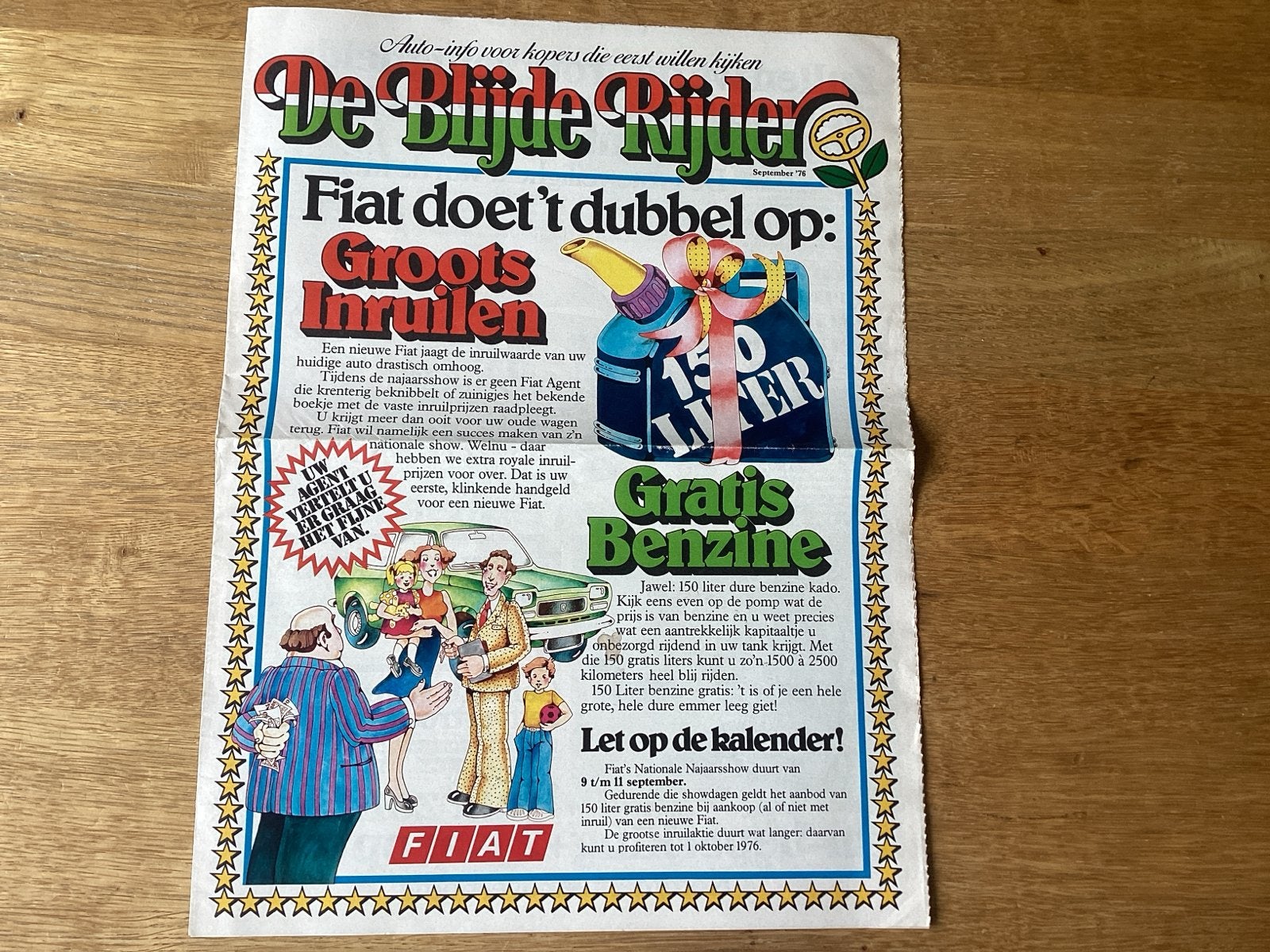 De Blijde Rijder Fiat advertentie september 1976, Ophalen of Verzenden, Gelezen, Overige merken