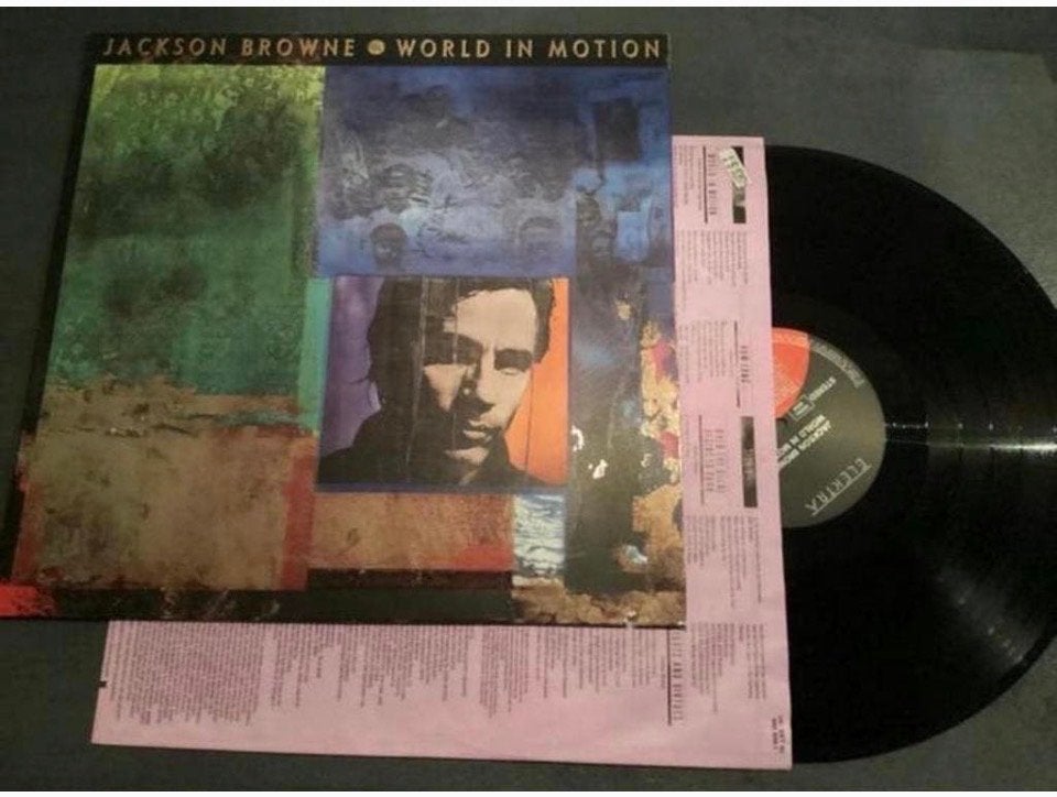 Jackson Browne - World in Motion (LP), Cd's en Dvd's, Vinyl | Pop, Ophalen of Verzenden, 12 inch, LP