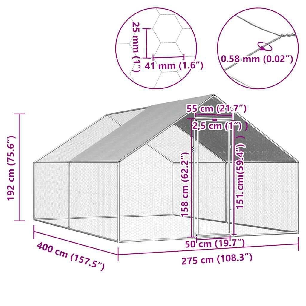 Kippenhok 2,75x4x1,92m gegalvaniseerd staal *NIEUW IN DOOS *, Dieren en Toebehoren, Pluimvee | Toebehoren, Ophalen, Nieuw, Kippenhok of Kippenren