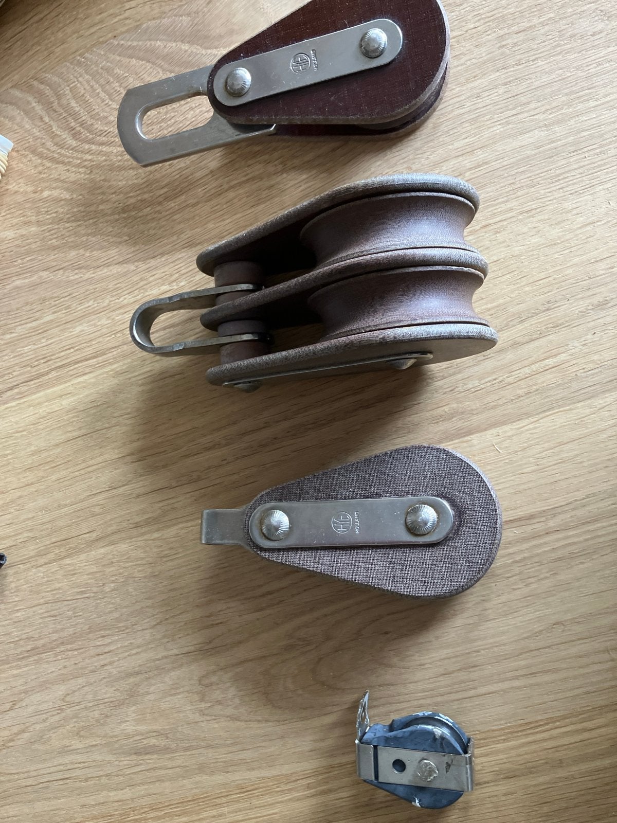 Set van 4 houten blokken voor zeilboot, katrol, Gebruikt, Minder dan 15 m², Ophalen of Verzenden, 3 tot 6 meter