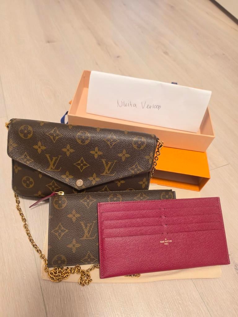 Louis Vuitton Pochette Felicie, Ophalen of Verzenden, Gedragen, Zwart, Overige typen