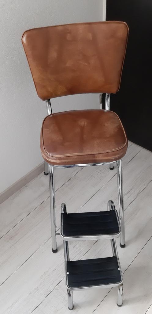 Trap  stoel  chroom vintage kinderstoel  kappersstoel, 1 kruk, Ophalen, 60 tot 90 cm