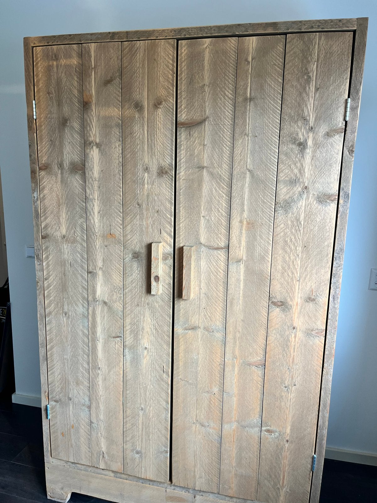 Steigerhouten kast met nachtkastje, Ophalen, Gebruikt, 100 tot 150 cm, 200 cm of meer