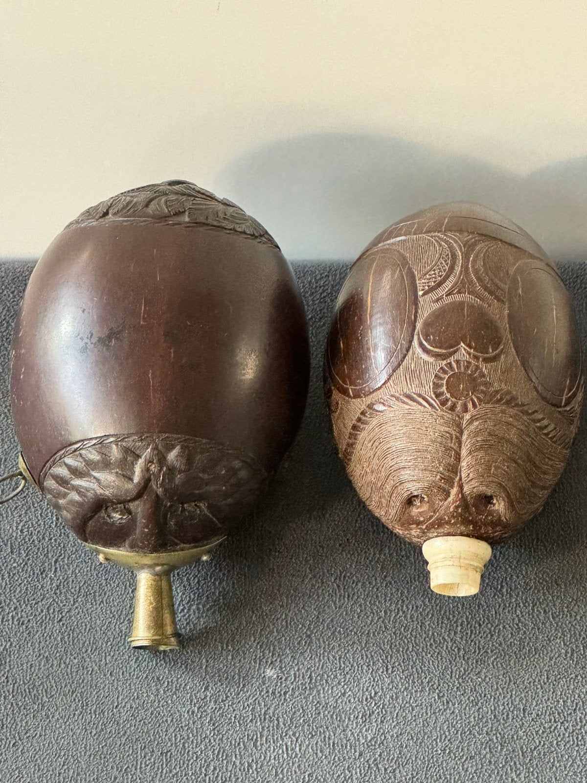 2x antieke kruithoorn bugbear no pistool geweer militaria, Antiek en Kunst, Ophalen of Verzenden