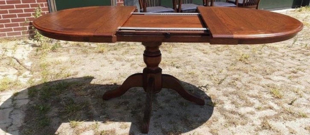 Bannink Jugendstil Kersenhouten Uitschuifbare Eettafel, Gebruikt, 150 tot 200 cm, Kersenhout, Ovaal
