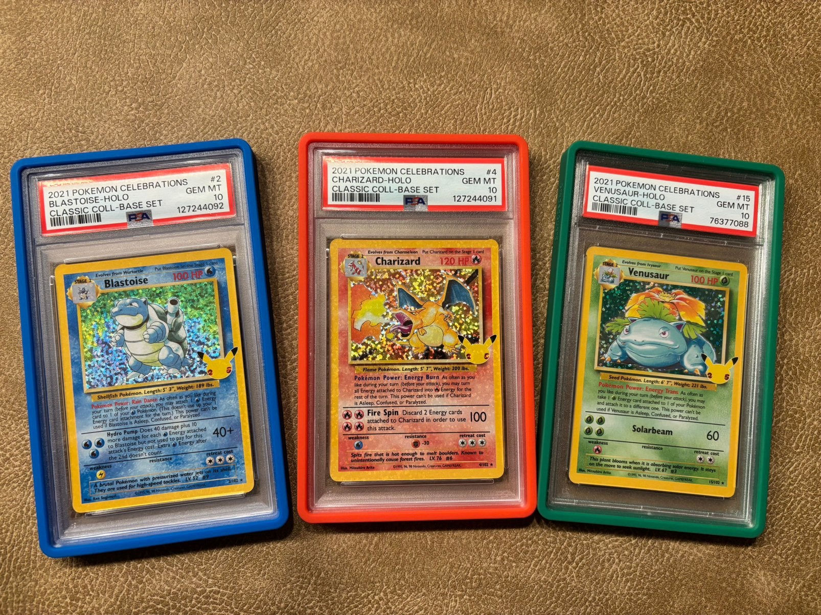 Pokémon Celebrations Charizard Blastoise Venusaur PSA 10, Ophalen, Nieuw, Meerdere kaarten, Foil