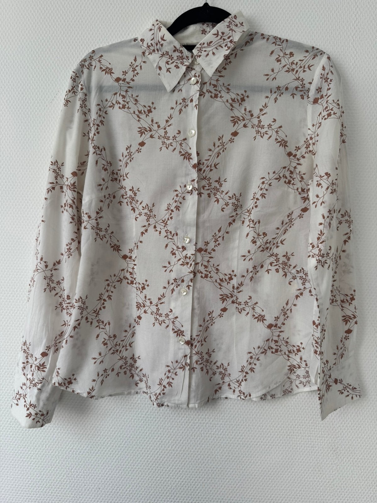Bon ‘A Parte witte blouse met bruin bloemenpatroon maat 40, Verzenden, Zo goed als nieuw, Maat 38/40 (M), Wit