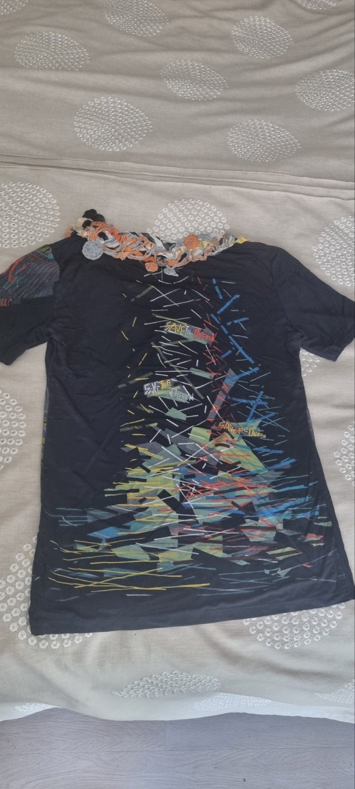 Save The Queen! T-shirt met print en gehaakte details, Maat 38/40 (M), Save The Queen!, Zwart, Ophalen of Verzenden