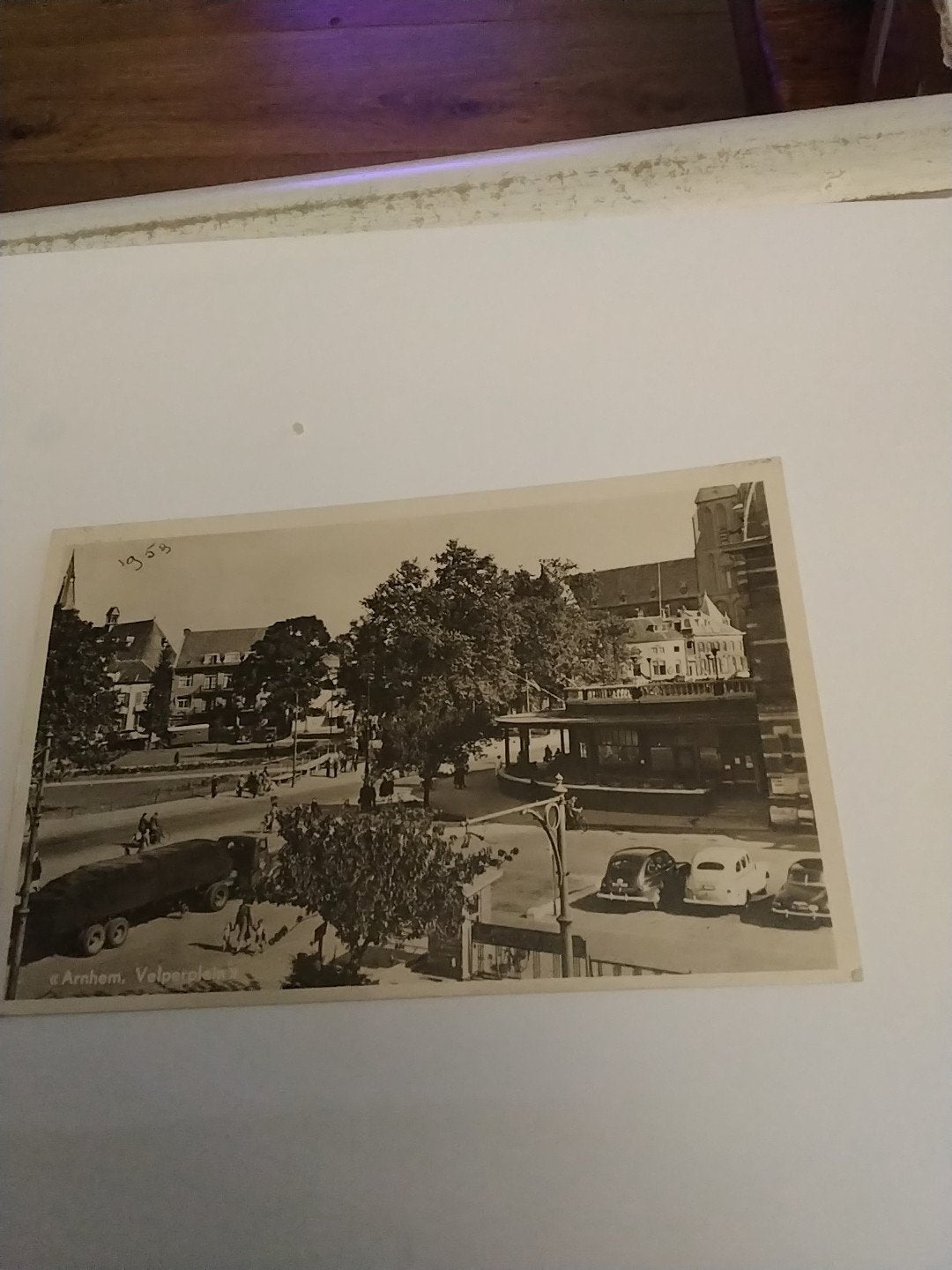 Oude Ansichtkaart Arnhem Velperplein 1953, Ophalen of Verzenden, 1940 tot 1960, Gelopen, Gelderland