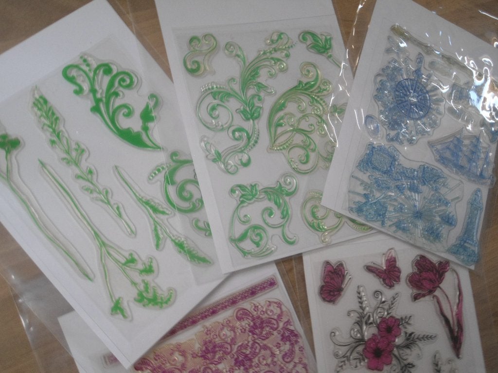 5 Vellen stempels kaarten maken,Bloemen vormen patronen (K1), Ophalen of Verzenden, Gebruikt, Natuur, Pons of Mal