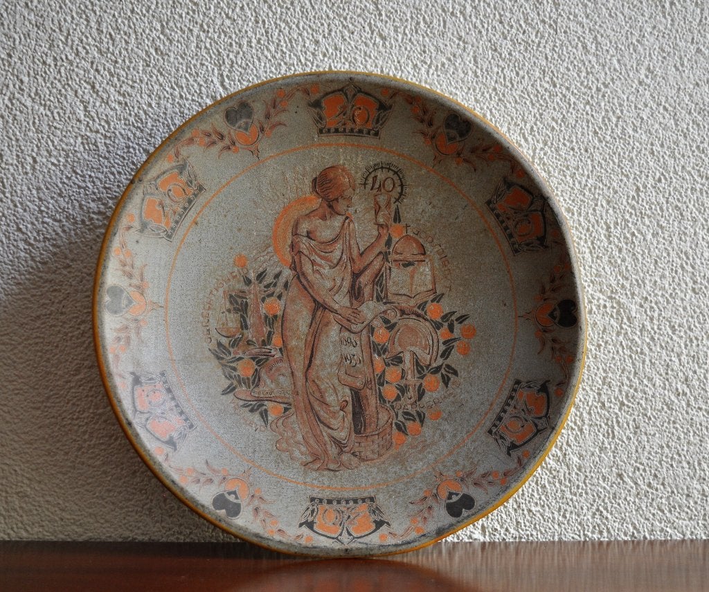 Oud Wilhelmina Wand Herdenking Bord 1898-1938 23 cm, Ophalen of Verzenden, Gebruikt, Overige typen