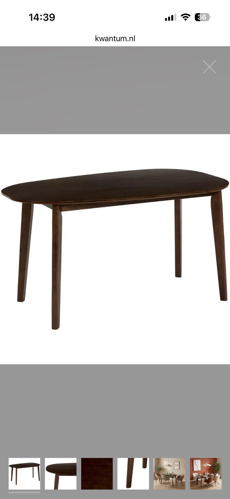 Eetafel ovaal kwantum 70 euro donkerbruin, Ophalen, 100 tot 150 cm, 50 tot 100 cm, Zo goed als nieuw