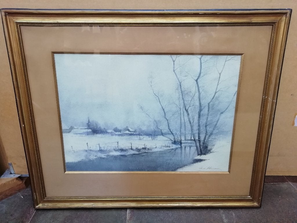 Winterlandschap van Paul Hermans (1898 - 1972), Antiek en Kunst, Ophalen, Doek, Landschap, Gesigneerd