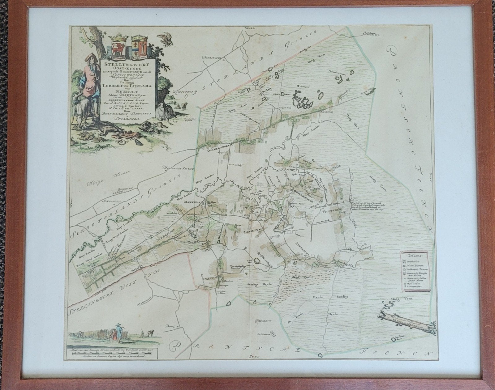 Antieke Halma/Schotanus-kaart van Stellingwerf Oost 1718, Voor 1800, Landkaart, Nederland, Schotanus à Sterringa