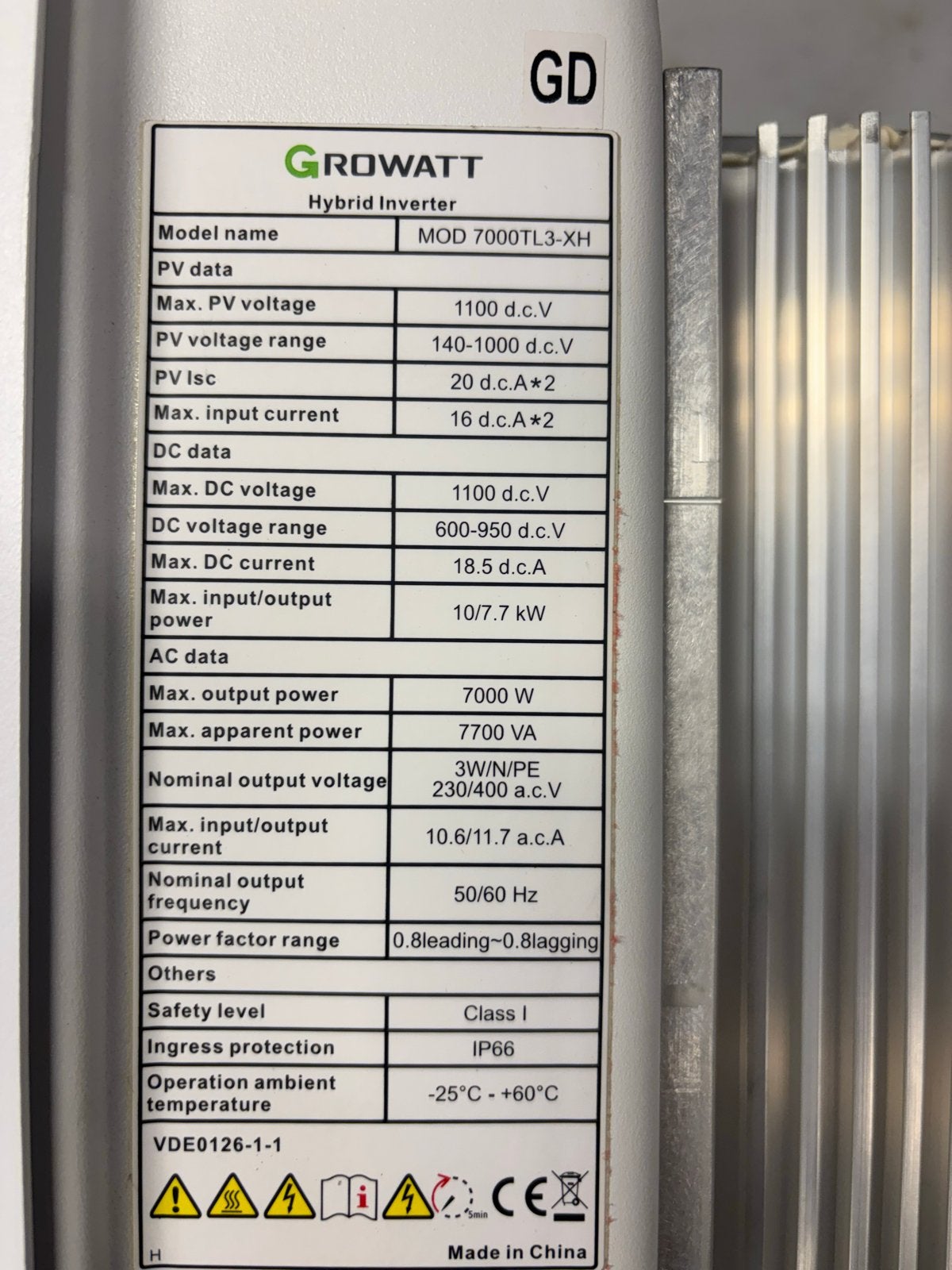 Growatt MOD 7000TL3-XH Hybride Omvormer - Zo goed als nieuw, Ophalen of Verzenden, Zo goed als nieuw