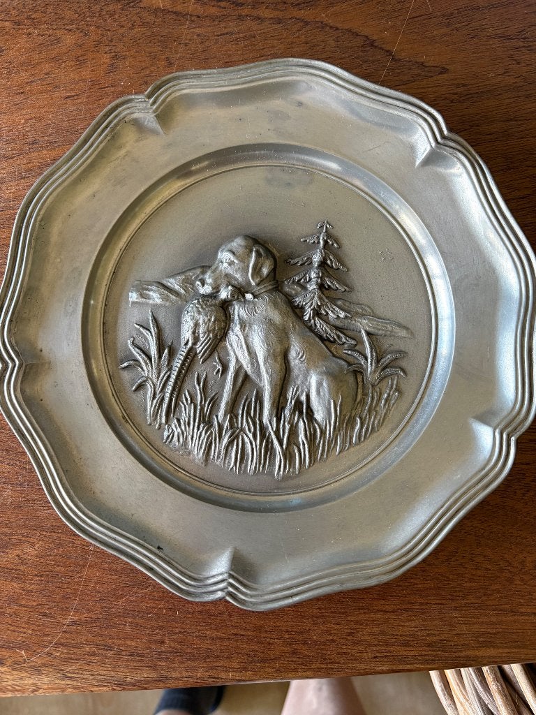 Tinnen bord met afbeelding, Antiek en Kunst, Ophalen of Verzenden
