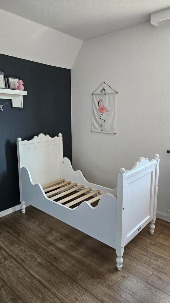 Peuterbed Bopita, Kinderen en Baby's, Kinderkamer | Bedden, Gebruikt, 140 tot 160 cm, 70 tot 85 cm, Lattenbodem, Matras, Ophalen