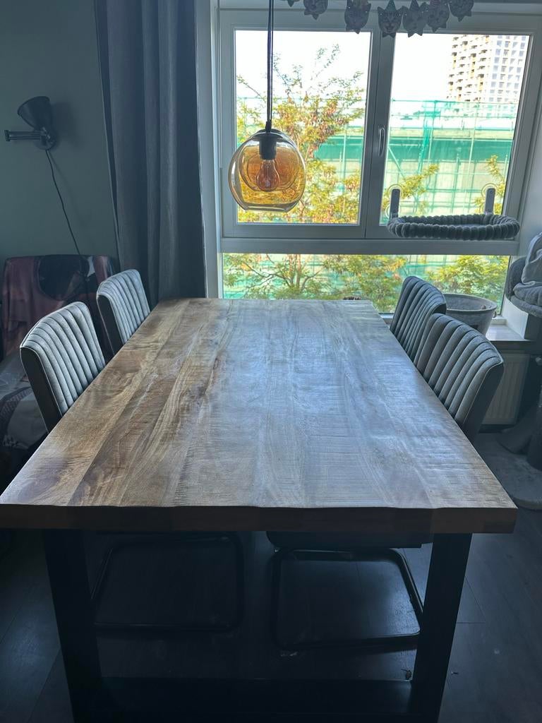 Mangohouten eettafel 78x160x100 cm, Ophalen, Gebruikt, 50 tot 100 cm, 150 tot 200 cm
