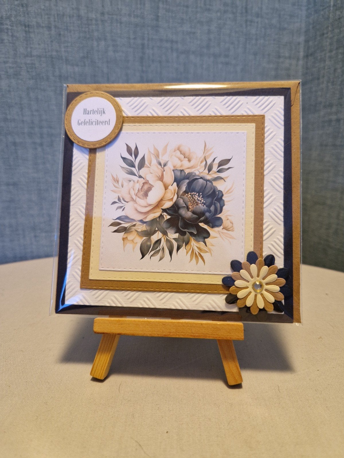 Kaartje verjaardag bloemen beige/zwart, Ophalen of Verzenden, Nieuw, Overige thema's