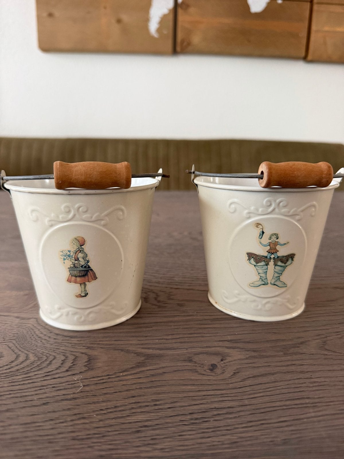 Efteling mini emmertjes - Roodkapje en Paddenstoel, Vintage, Gebruikt, Meerkleurig, Ophalen of Verzenden