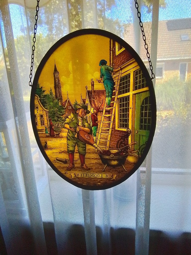 Glas in lood raamhanger, Ophalen