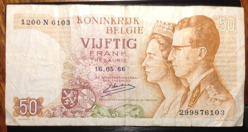 Bankbiljet 50 frank belgie 1966 boudewijn Fabiola, Ophalen of Verzenden