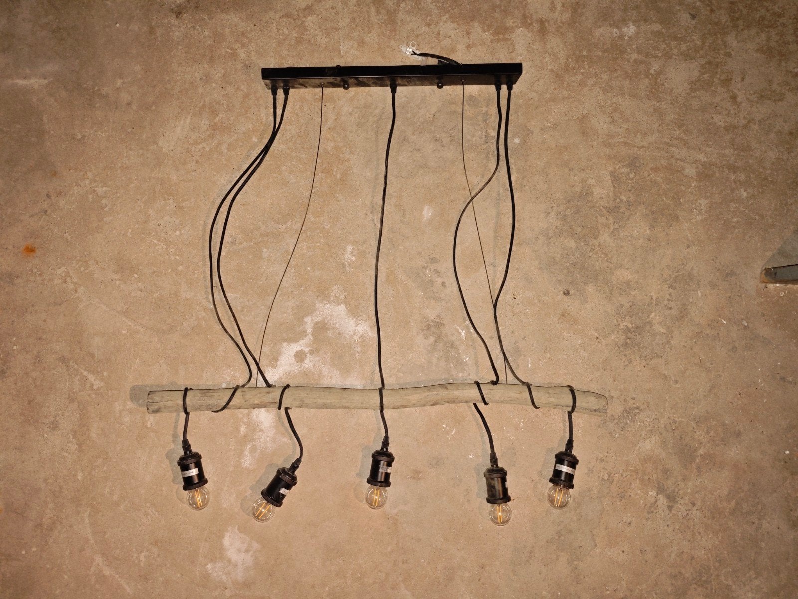 Hanglamp Boomstam Brocante, Ophalen, Zo goed als nieuw, Hout, Brocante